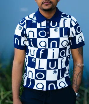 LFN007: Knit Top:Egyptian blue-off white
