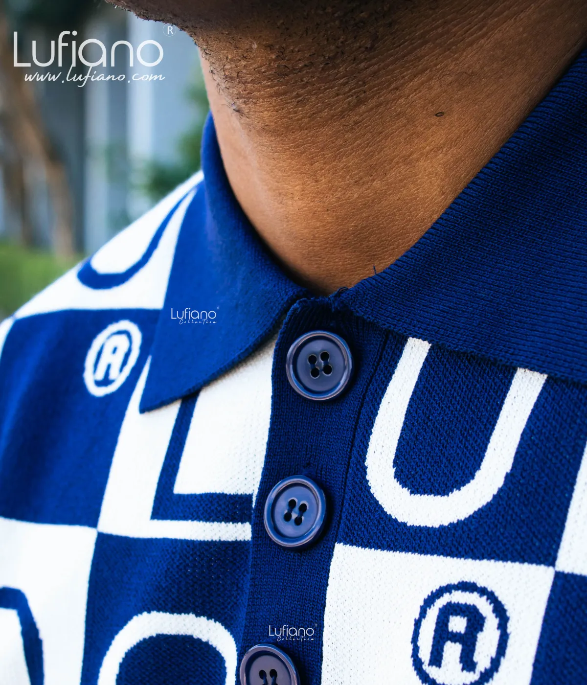 LFN007: Knit Top:Egyptian blue-off white