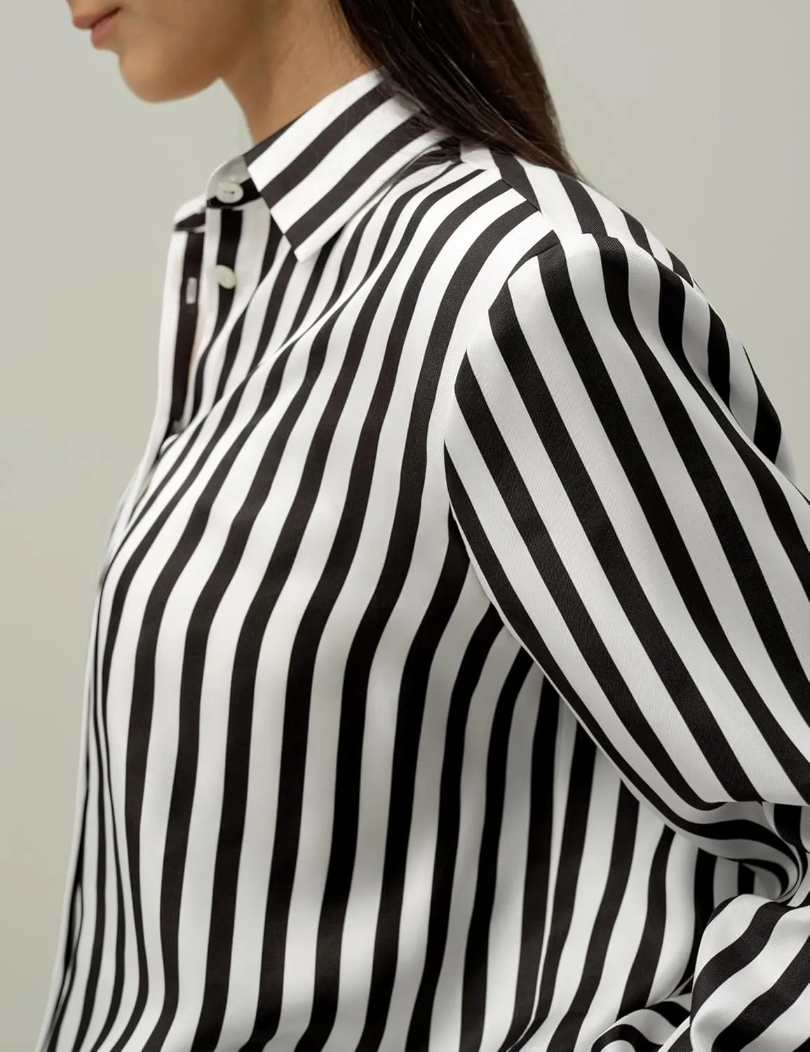 LilySilk Women Silk Stripe Shirt Classic Long Sleeves Button Down Silk Blouse