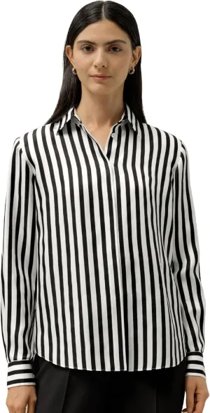 LilySilk Women Silk Stripe Shirt Classic Long Sleeves Button Down Silk Blouse