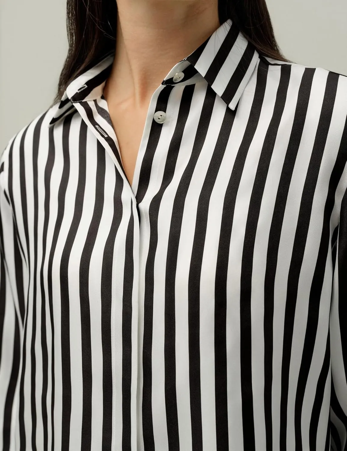 LilySilk Women Silk Stripe Shirt Classic Long Sleeves Button Down Silk Blouse