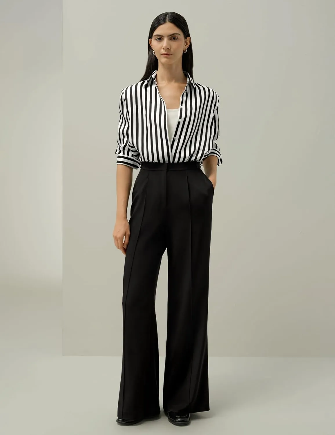 LilySilk Women Silk Stripe Shirt Classic Long Sleeves Button Down Silk Blouse