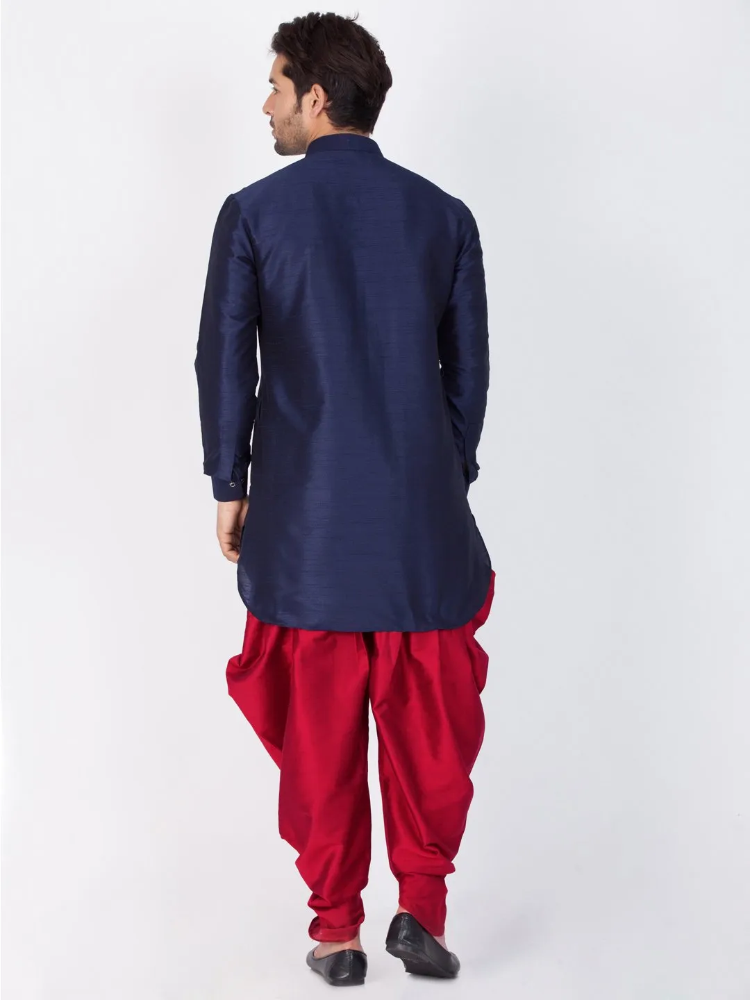 Men's Blue Silk Blend Kurta and Dhoti Pant Set - Vastramay