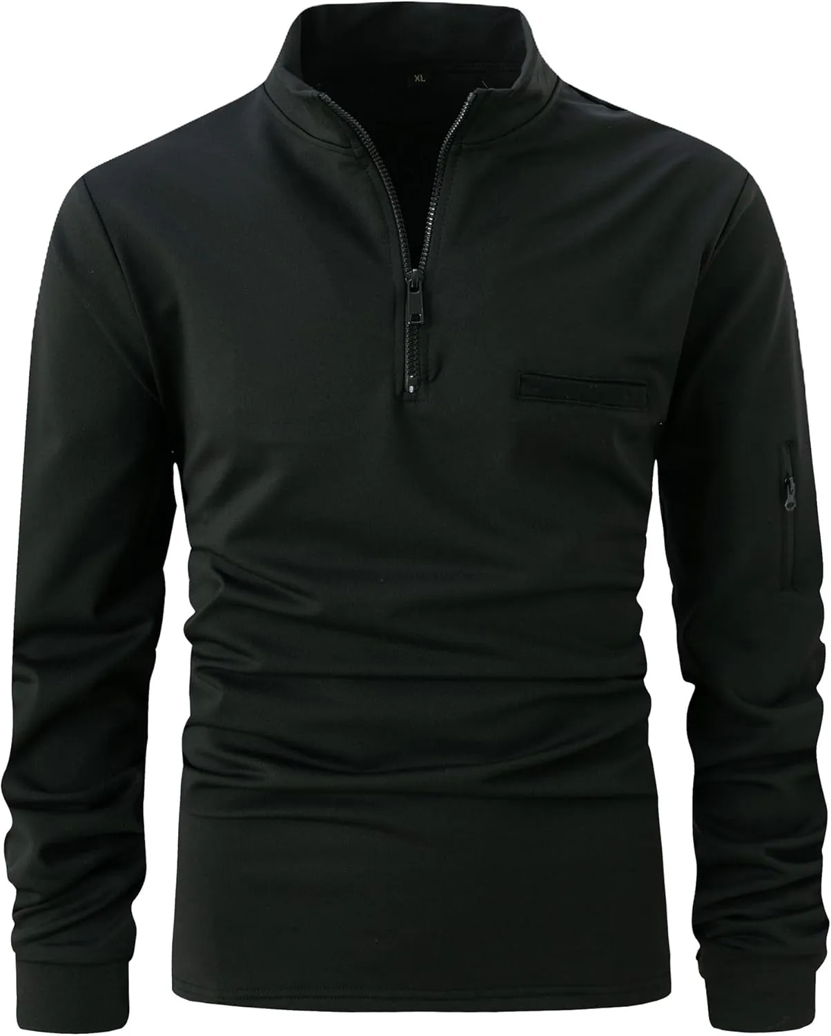Men's Long Sleeve Polo Shirts Quarter Zip Up Pullover Slim Fit Casual Stylish Golf Collar Shirt for Men with Pocket