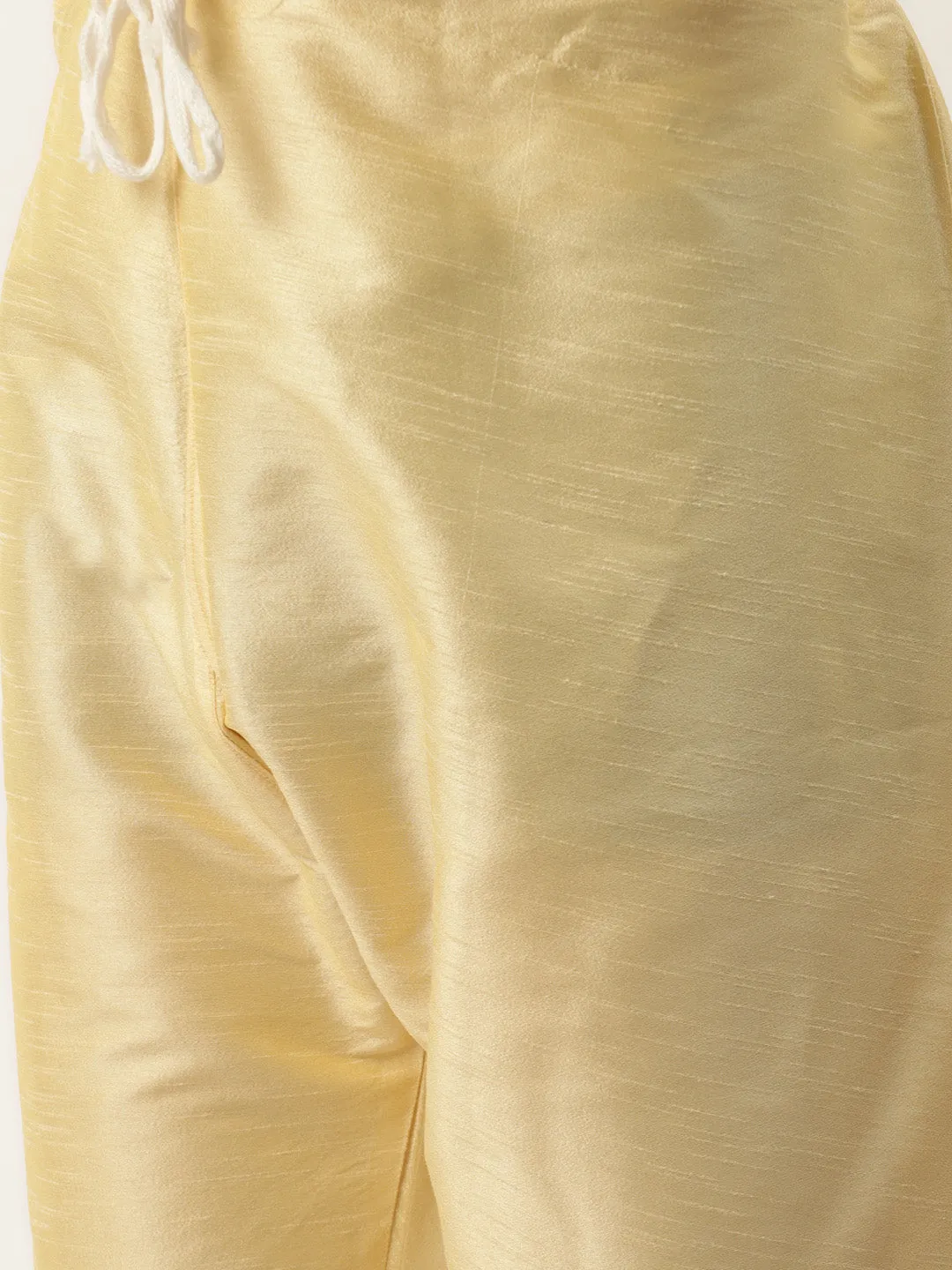 Men's Silk Blend Gold Kurta Pyjama & Navy Nehrujacket Combo - Sojanya