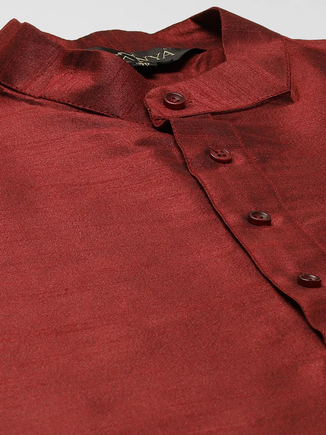 Men's Silk Blend Maroon Kurta Pyjama & Navy Jacket Combo - Sojanya