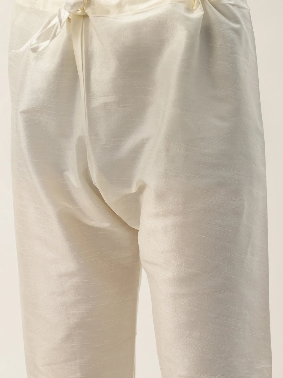 Men's Silk Blend Off White Kurta Pyjama & Blue Sherwani Set - Sojanya