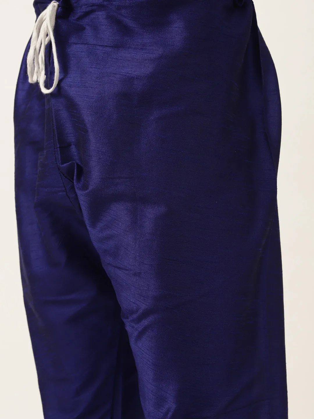 Men's Silk Blend Royal Blue Kurta Pyjama & Yellow Nehrujacket Combo - Sojanya