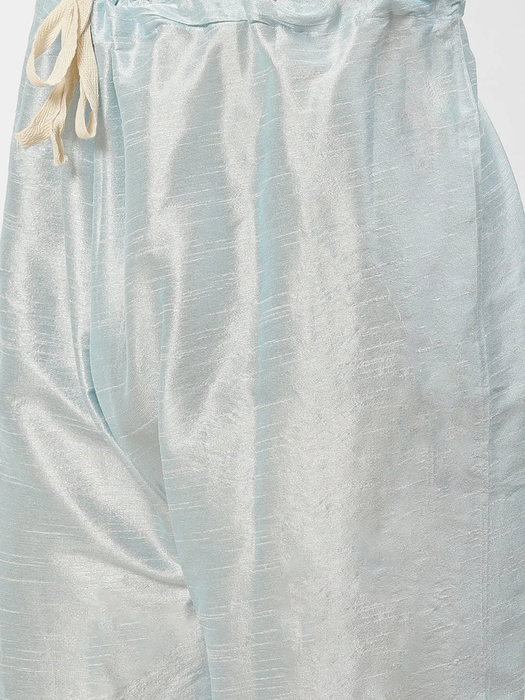 Men's Silk Blend Sky Blue Kurta Pyjama & Navy Jacket Combo - Sojanya