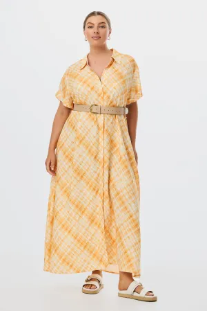 Midi Shirt Dress - Tangerine Check