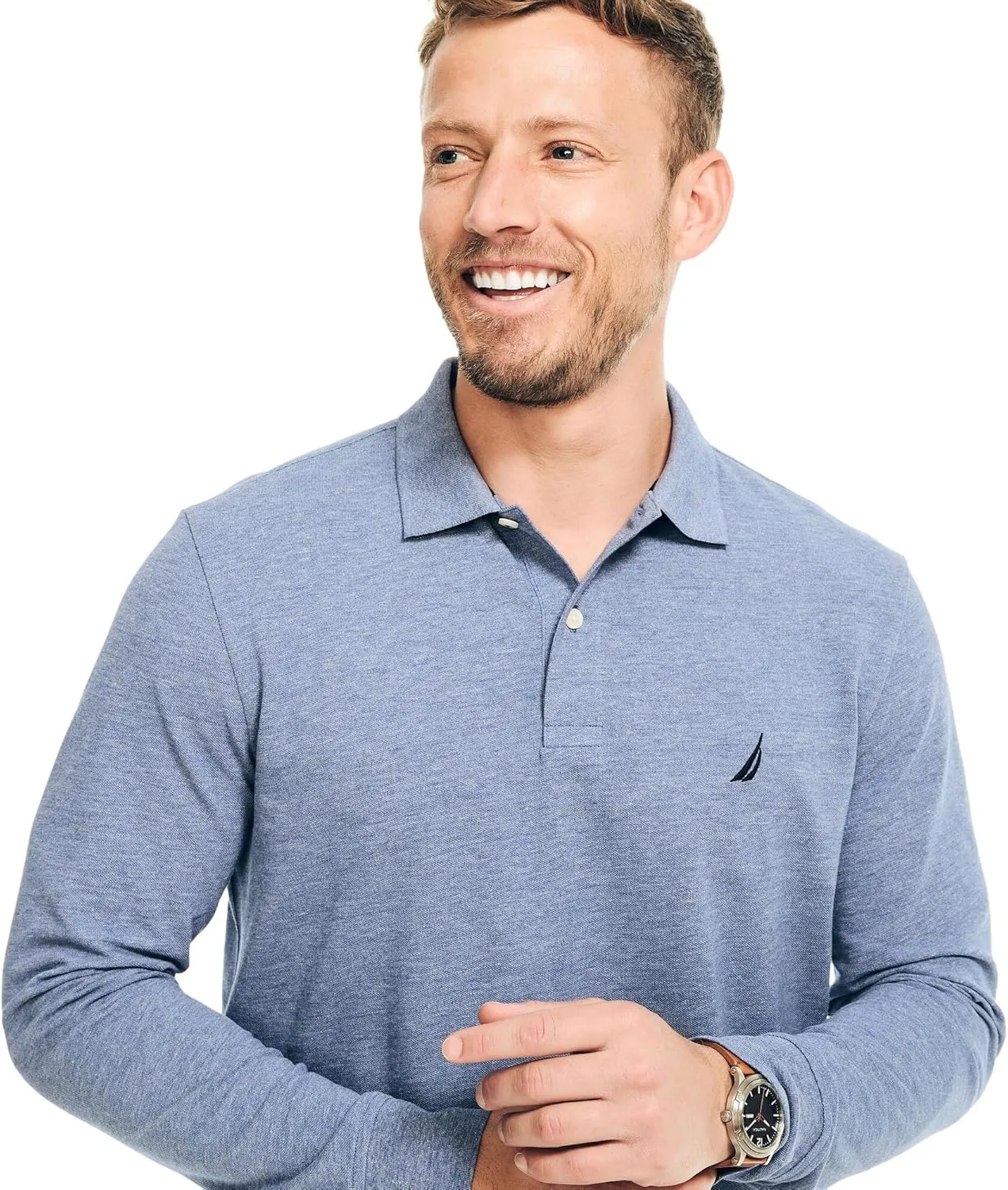 Nautica Men's Classic Fit Long-Sleeve Deck Polo