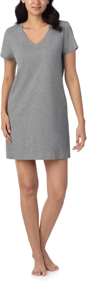 Nautica Womens Sleep Shirt Dress - Cotton Knit Jersey V-Neck Pajama Top - Lightweight & Breathable Sleepwear Loungewear