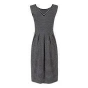 Navy and White Striped Pleat Dress