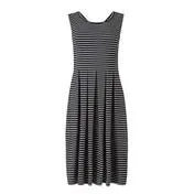 Navy and White Striped Pleat Dress