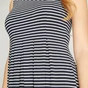 Navy and White Striped Pleat Dress