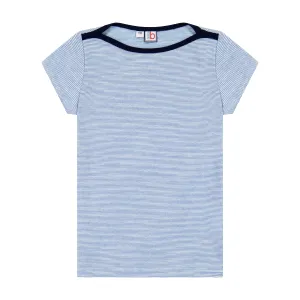 Nina Cap Sleeve Bateau Tee Blue Chambray