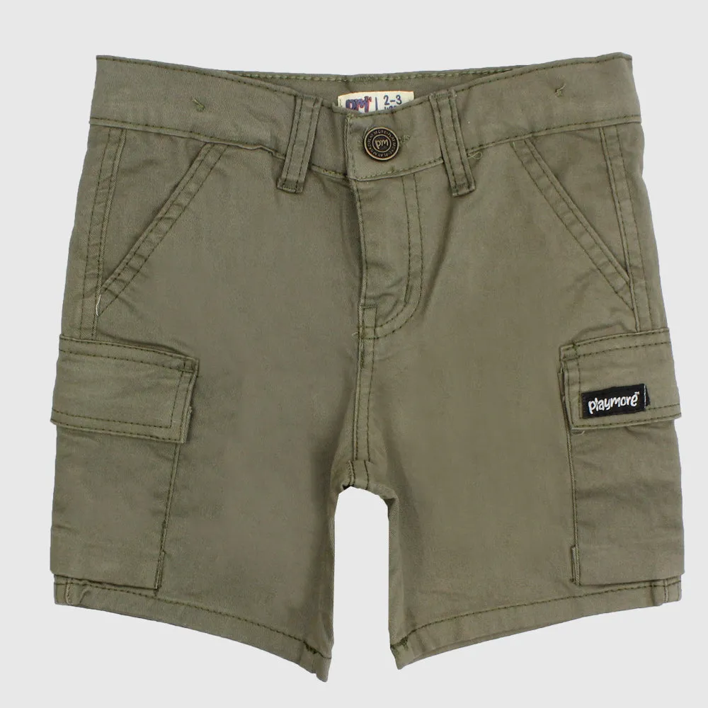 Olive Green Gabardine Shorts