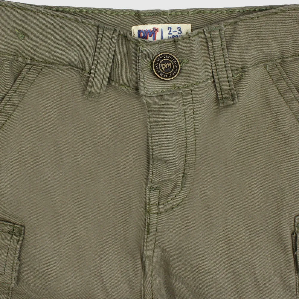 Olive Green Gabardine Shorts