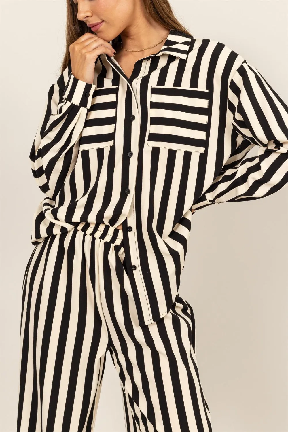 On the Clock Button Up Shirt and Pants Set