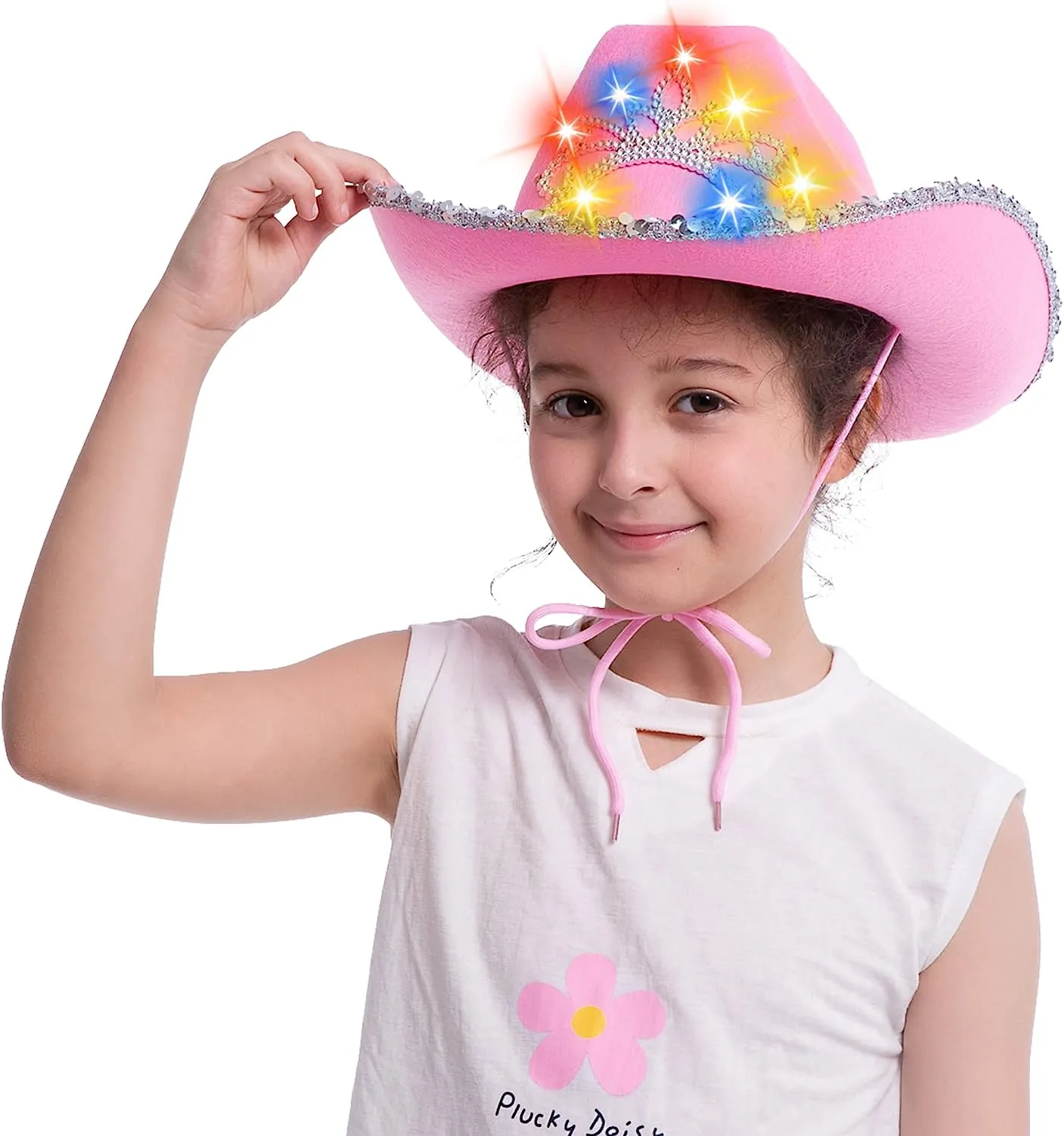 Pink Cowboy Hat With Bling Bling And Light