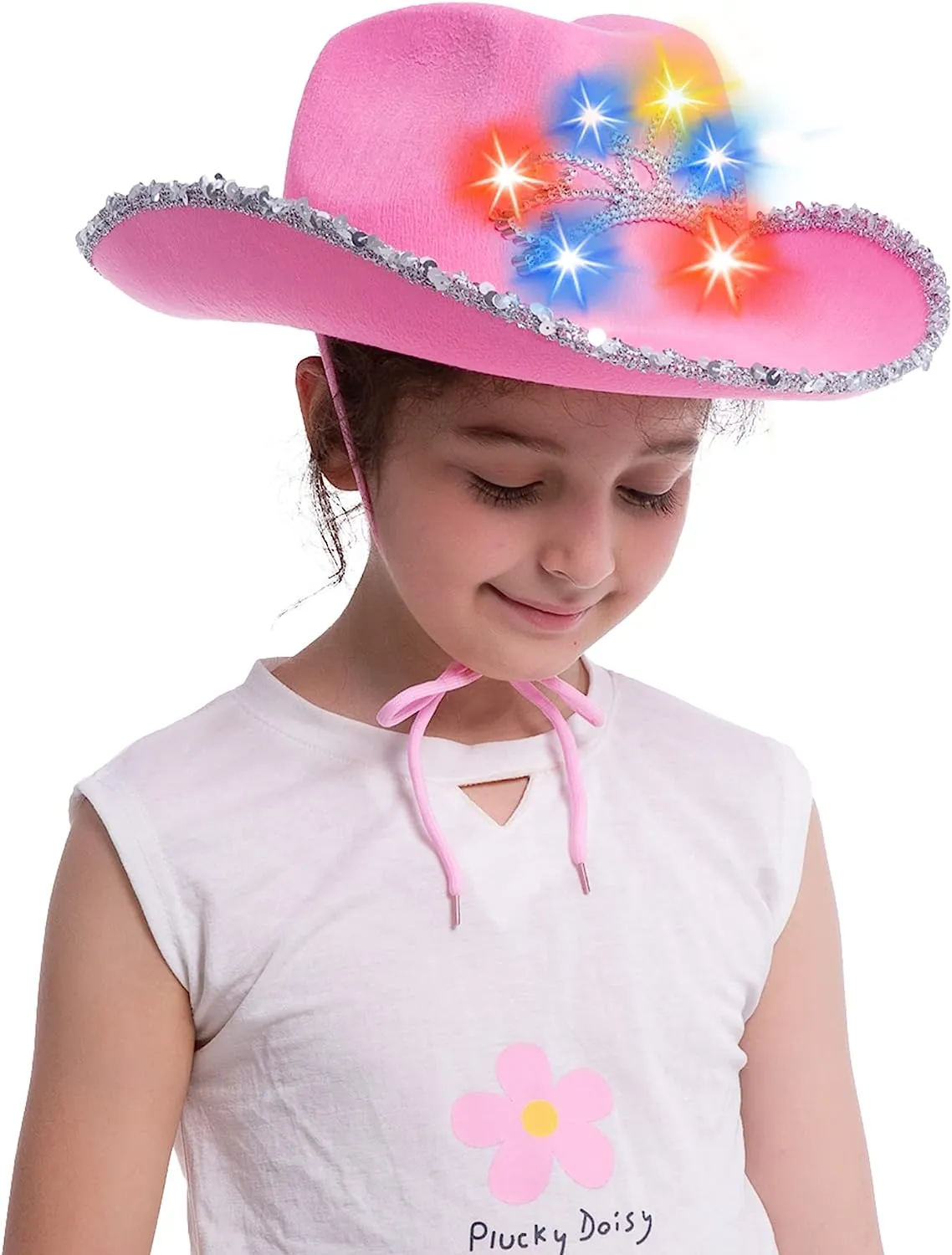 Pink Cowboy Hat With Bling Bling And Light