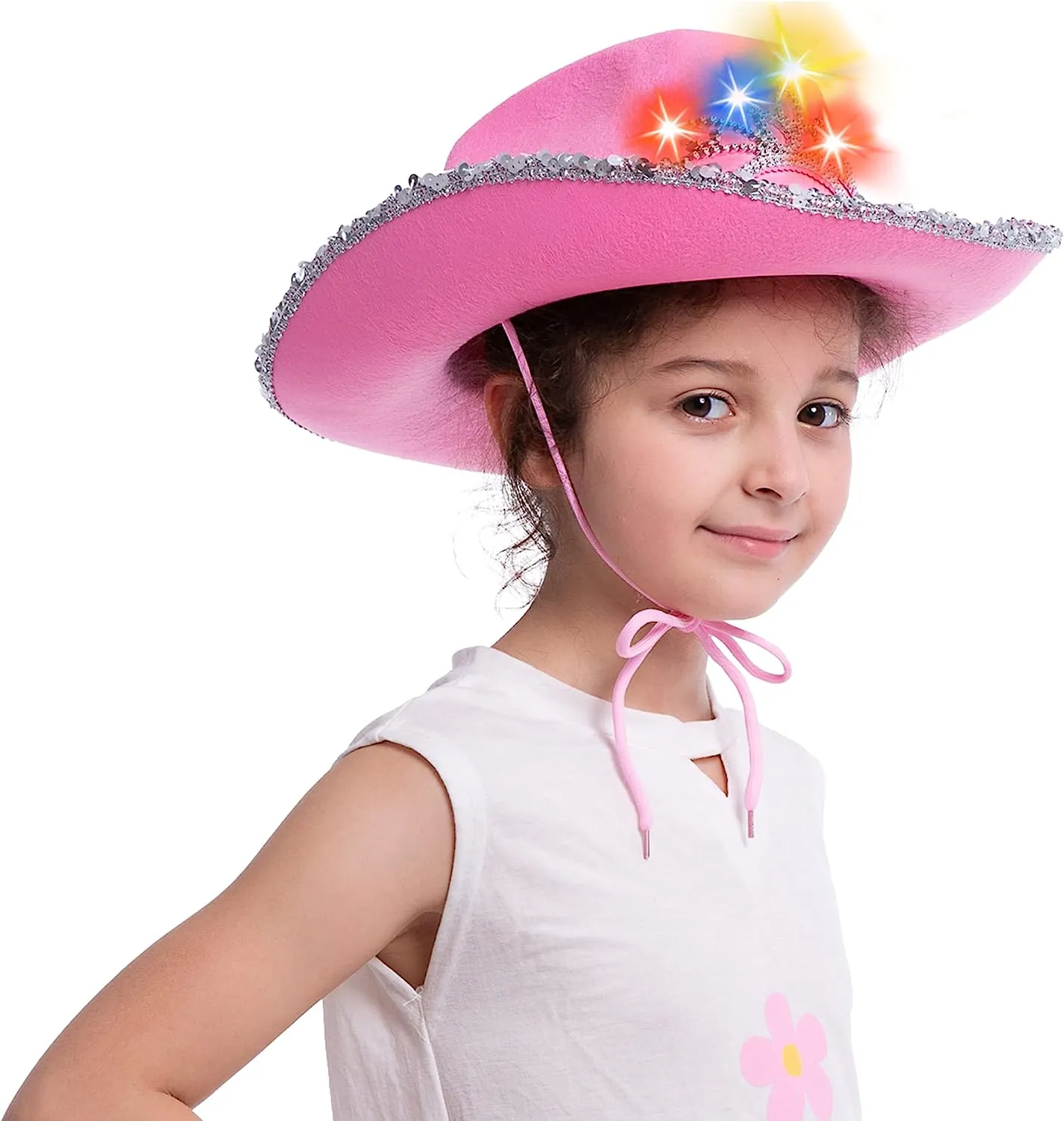 Pink Cowboy Hat With Bling Bling And Light