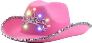 Pink Cowboy Hat With Bling Bling And Light