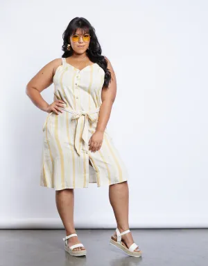 Plus Size The Sweet Escape Striped Midi Dress