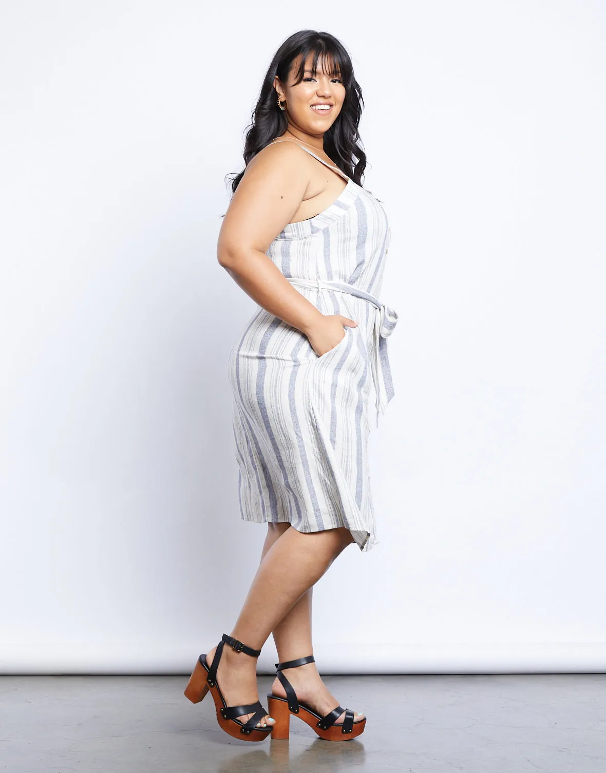 Plus Size The Sweet Escape Striped Midi Dress