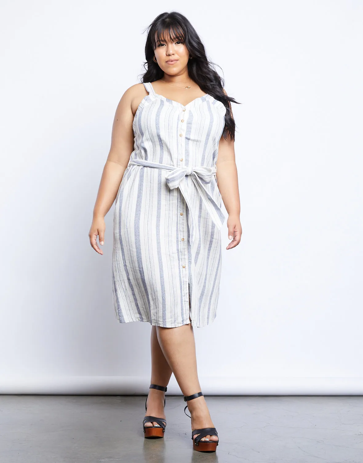 Plus Size The Sweet Escape Striped Midi Dress