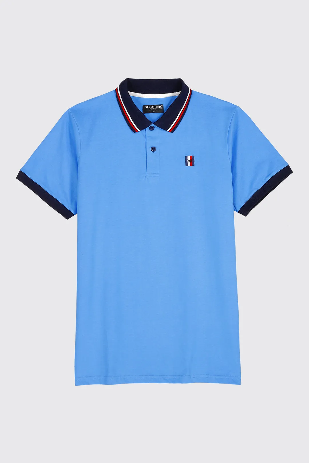 Polo Blue Contrast Tipped Collar Polo Shirt (Plus Size) - A23 - MP0215P