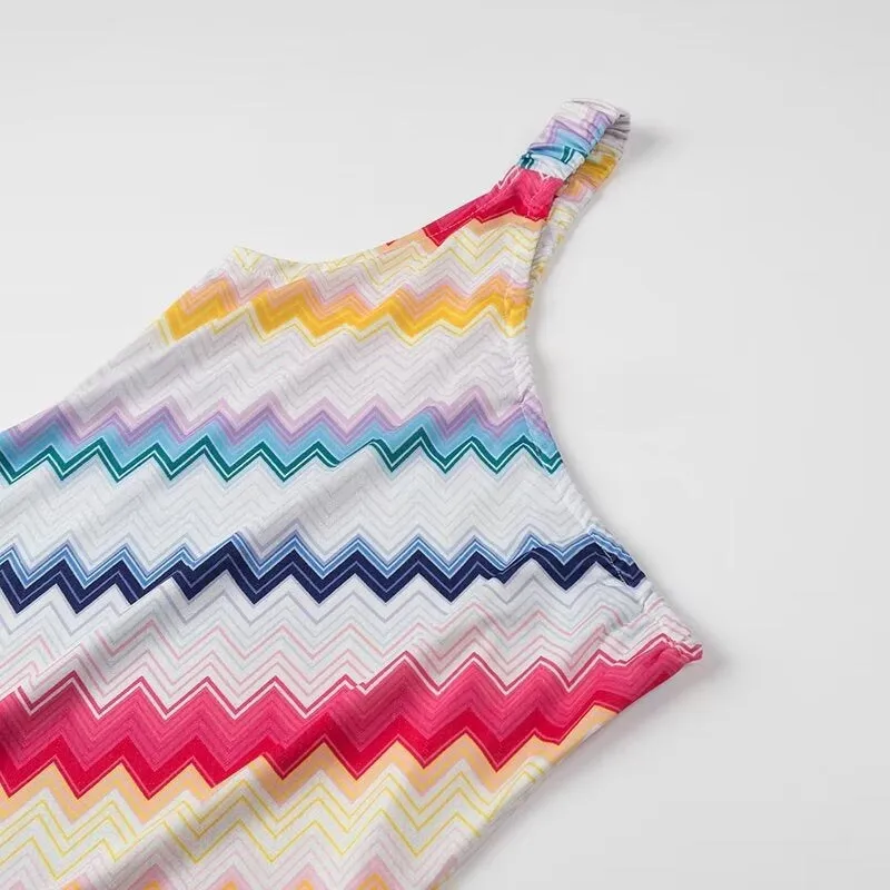 Pre Order:  Rainbow Stripe Diagonal Shoulder Dress