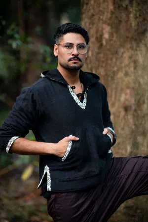 Raw Tribal Hoodie for Men - Black