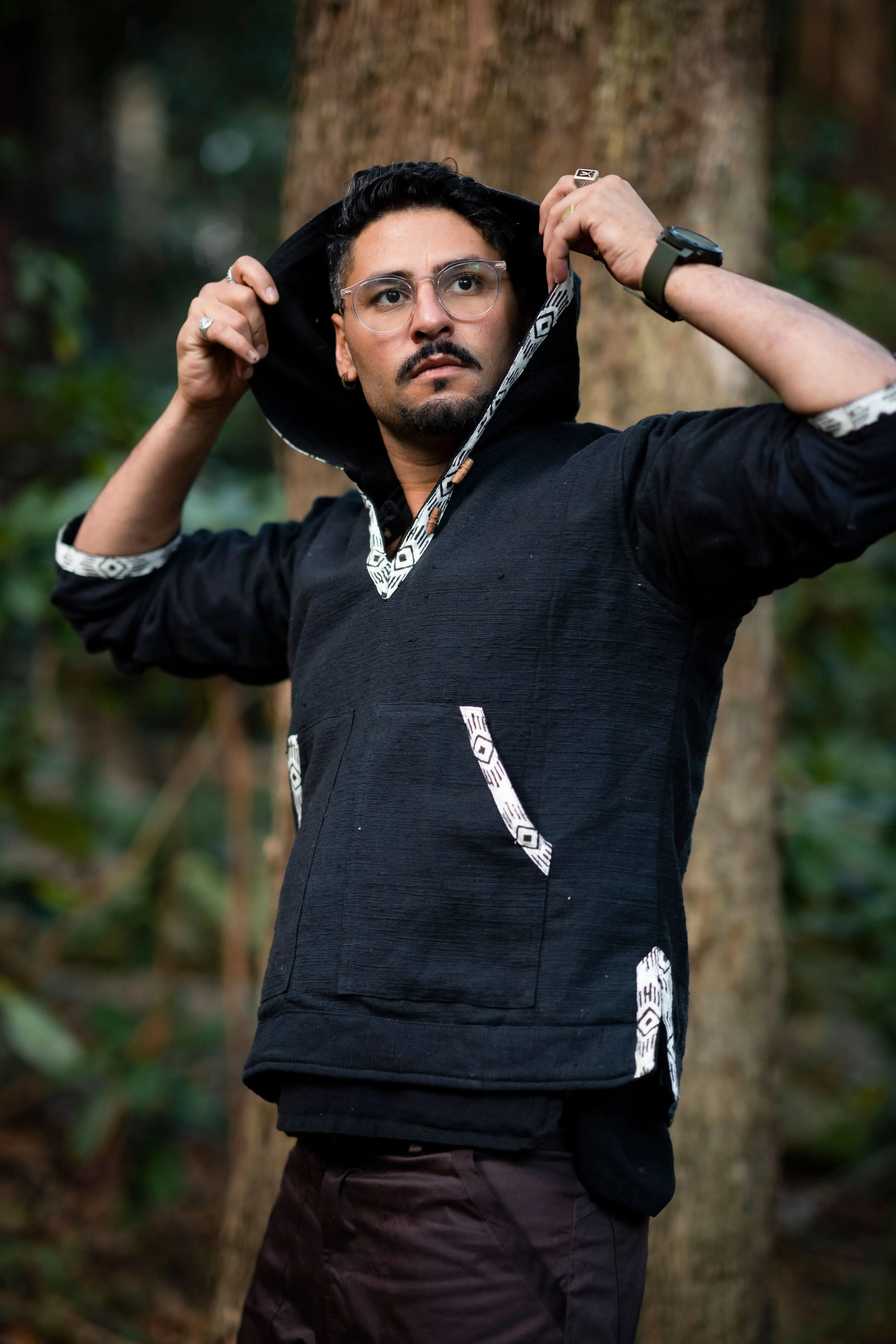 Raw Tribal Hoodie for Men - Black