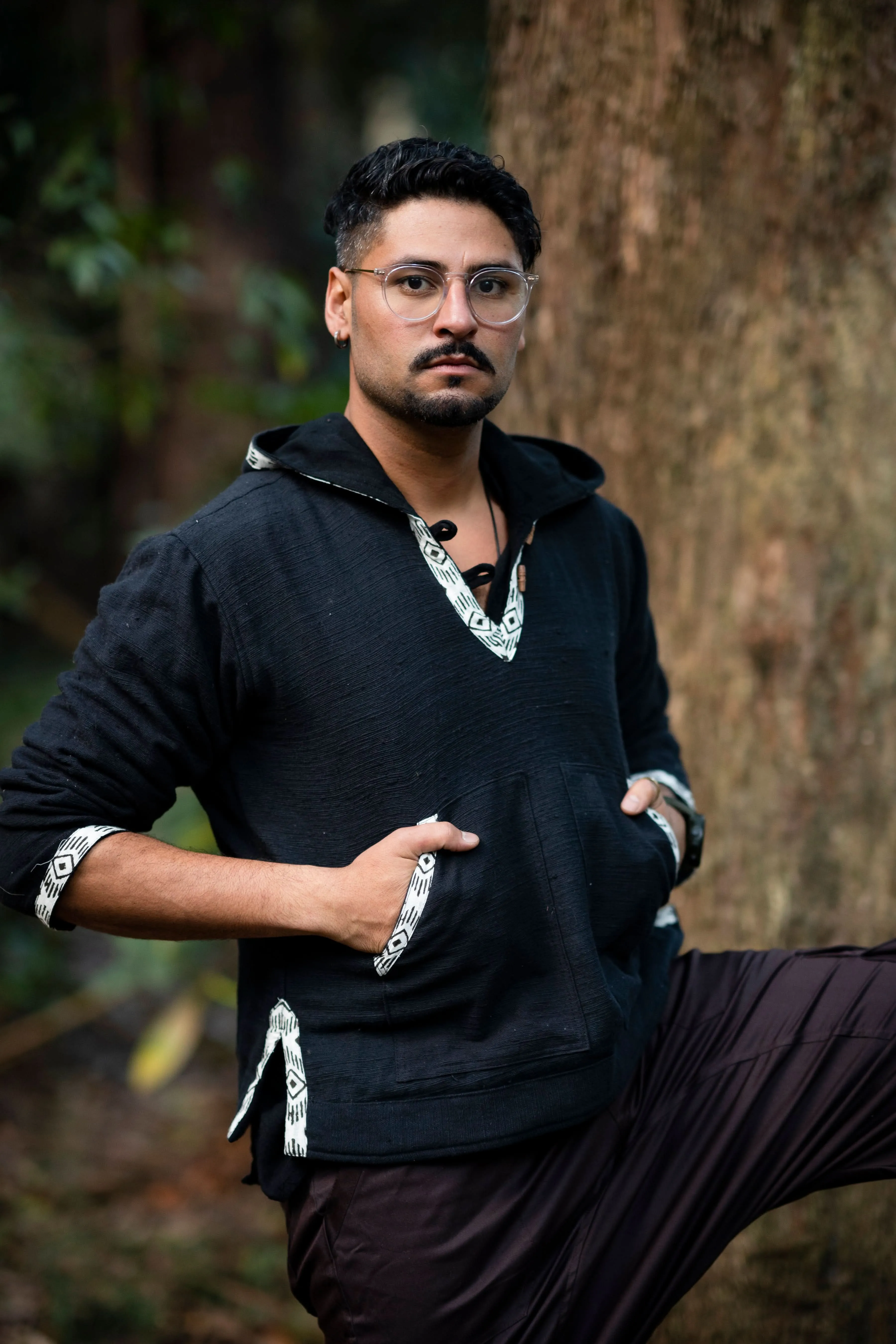 Raw Tribal Hoodie for Men - Black