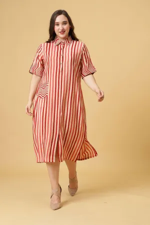 Red & White One Piece Casual Dress for Women