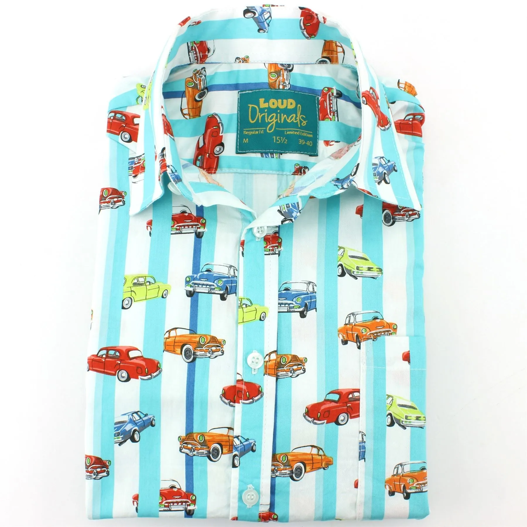 Regular Fit Short Sleeve Shirt - Cars & Stripes