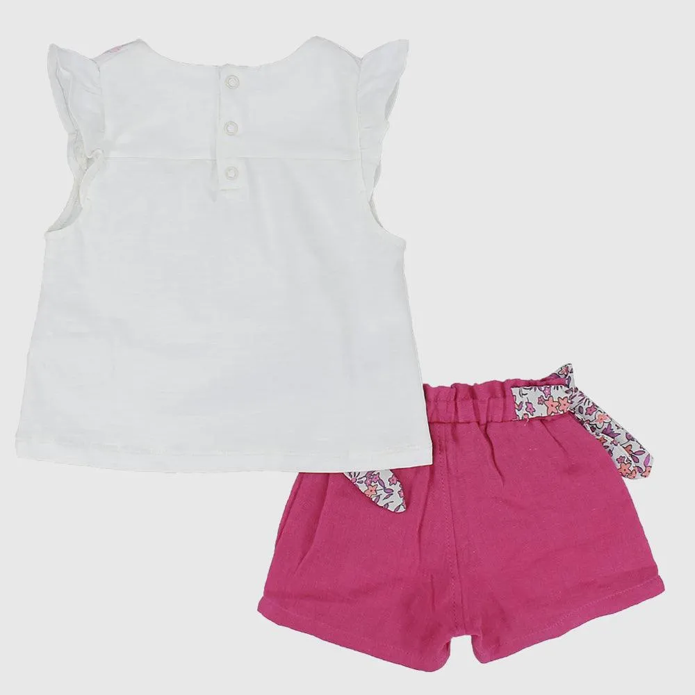 Ruffled Shoulders 2-Piece Outfit Set