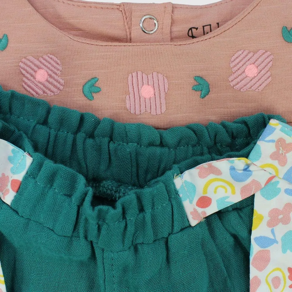 Ruffled Shoulders 2-Piece Outfit Set