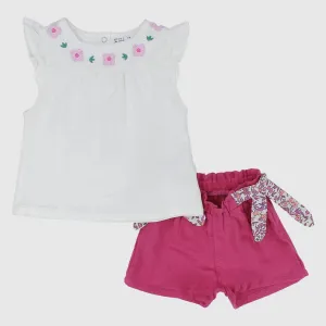 Ruffled Shoulders 2-Piece Outfit Set