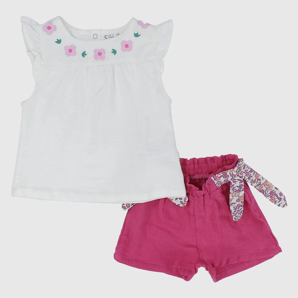 Ruffled Shoulders 2-Piece Outfit Set