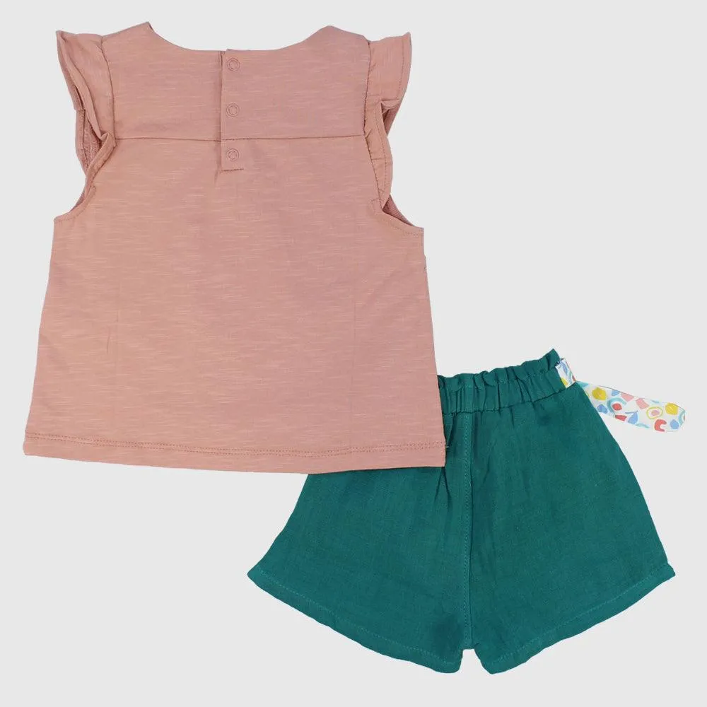 Ruffled Shoulders 2-Piece Outfit Set