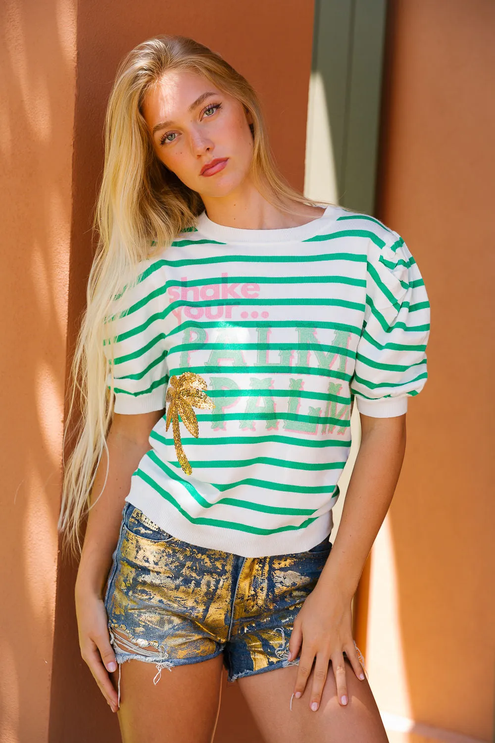 SHAKE YOUR PALM PALM STRIPED TOP