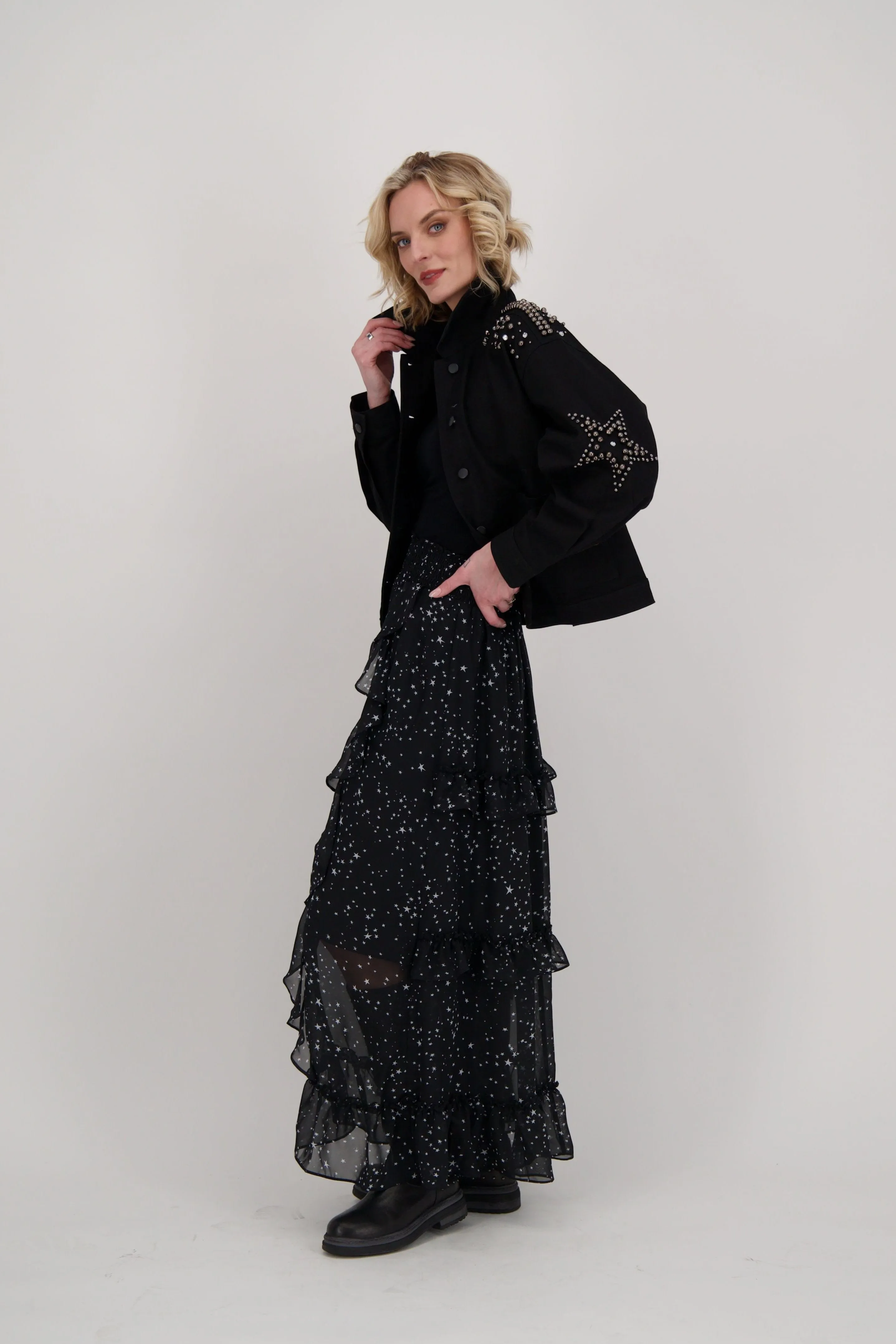 Star Print Ruffle Skirt