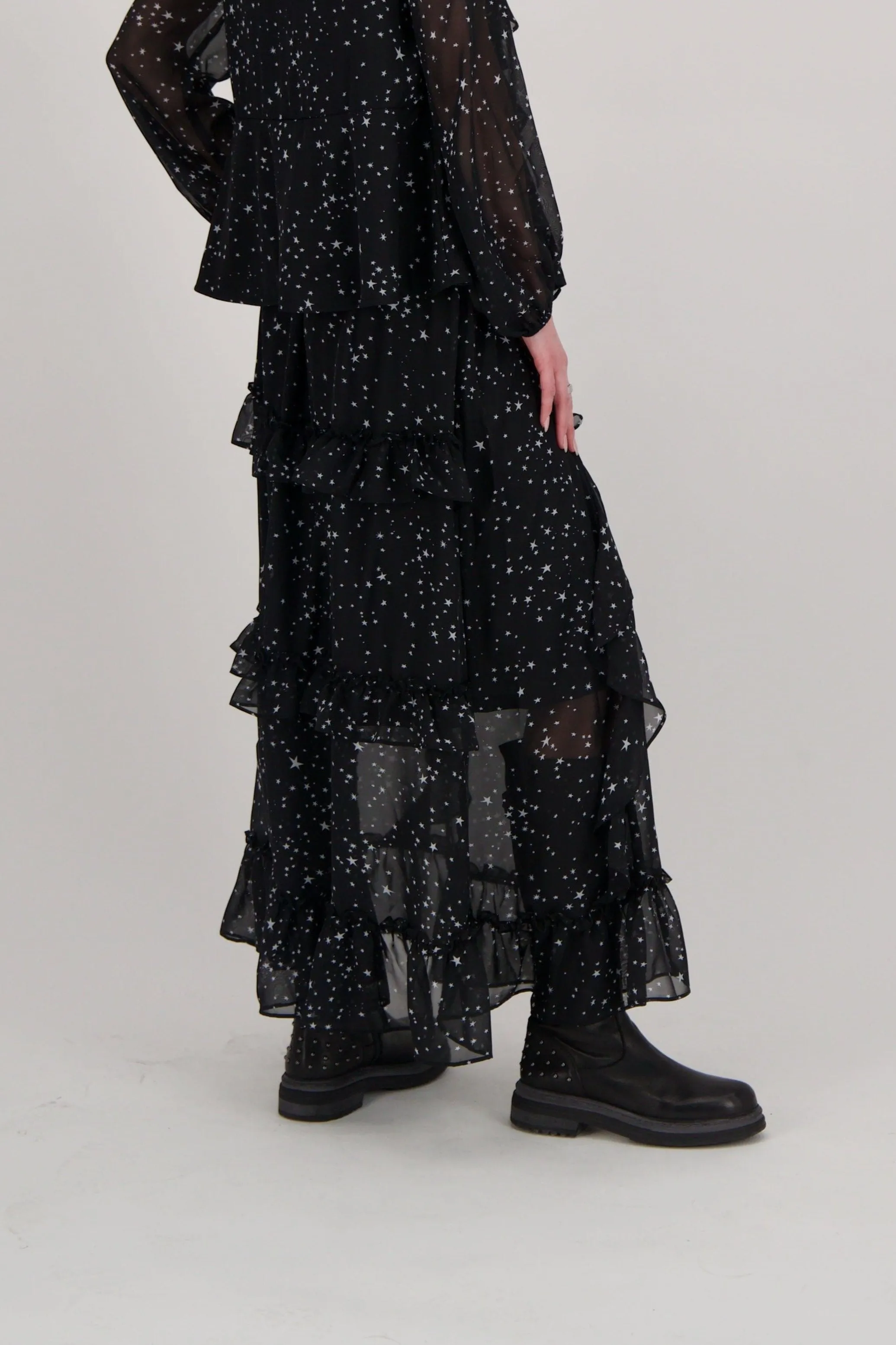Star Print Ruffle Skirt