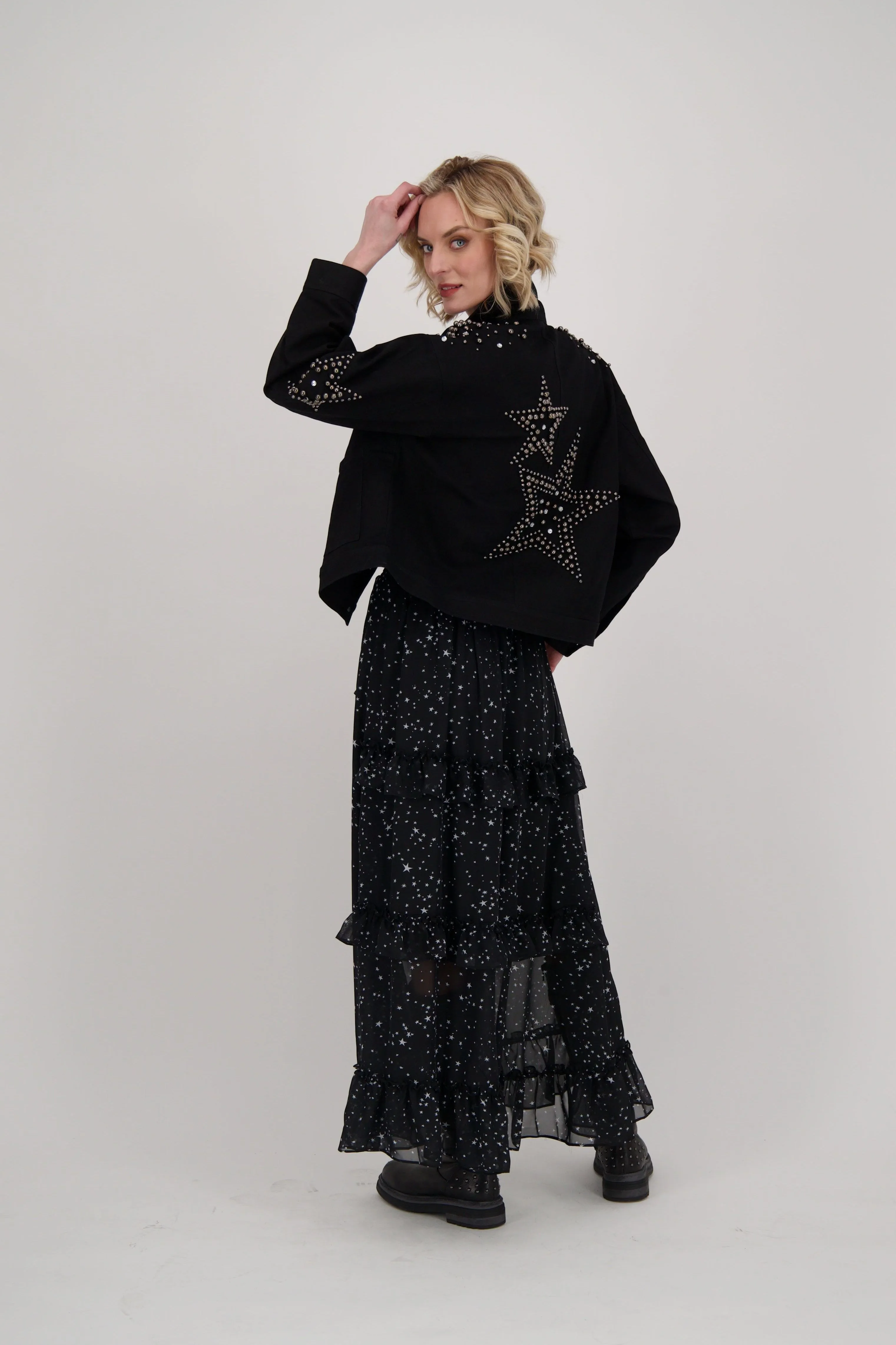 Star Print Ruffle Skirt