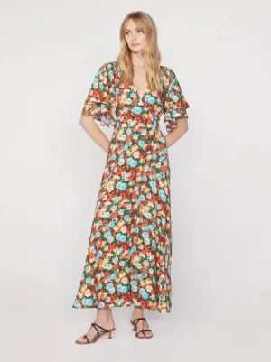 Tallulah Blue Impressionist Floral Print Maxi Dress