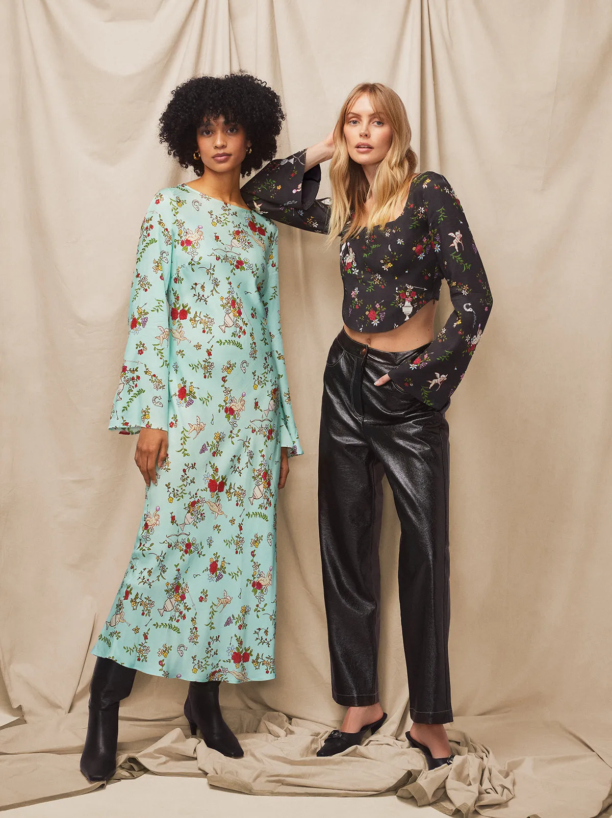 Tallulah Mint Cherub Print Maxi Dress