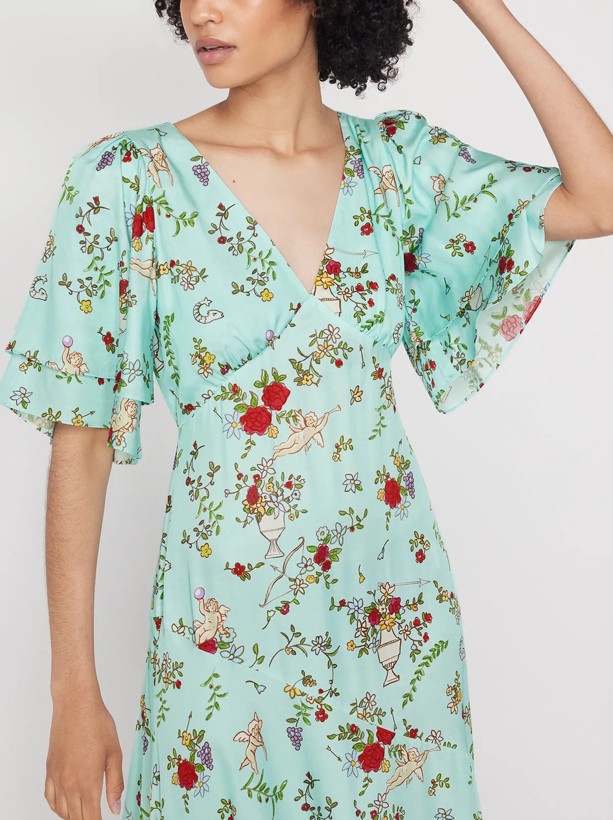 Tallulah Mint Cherub Print Maxi Dress