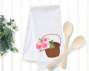 Tea Towel - Nantucket Basket with Peonies